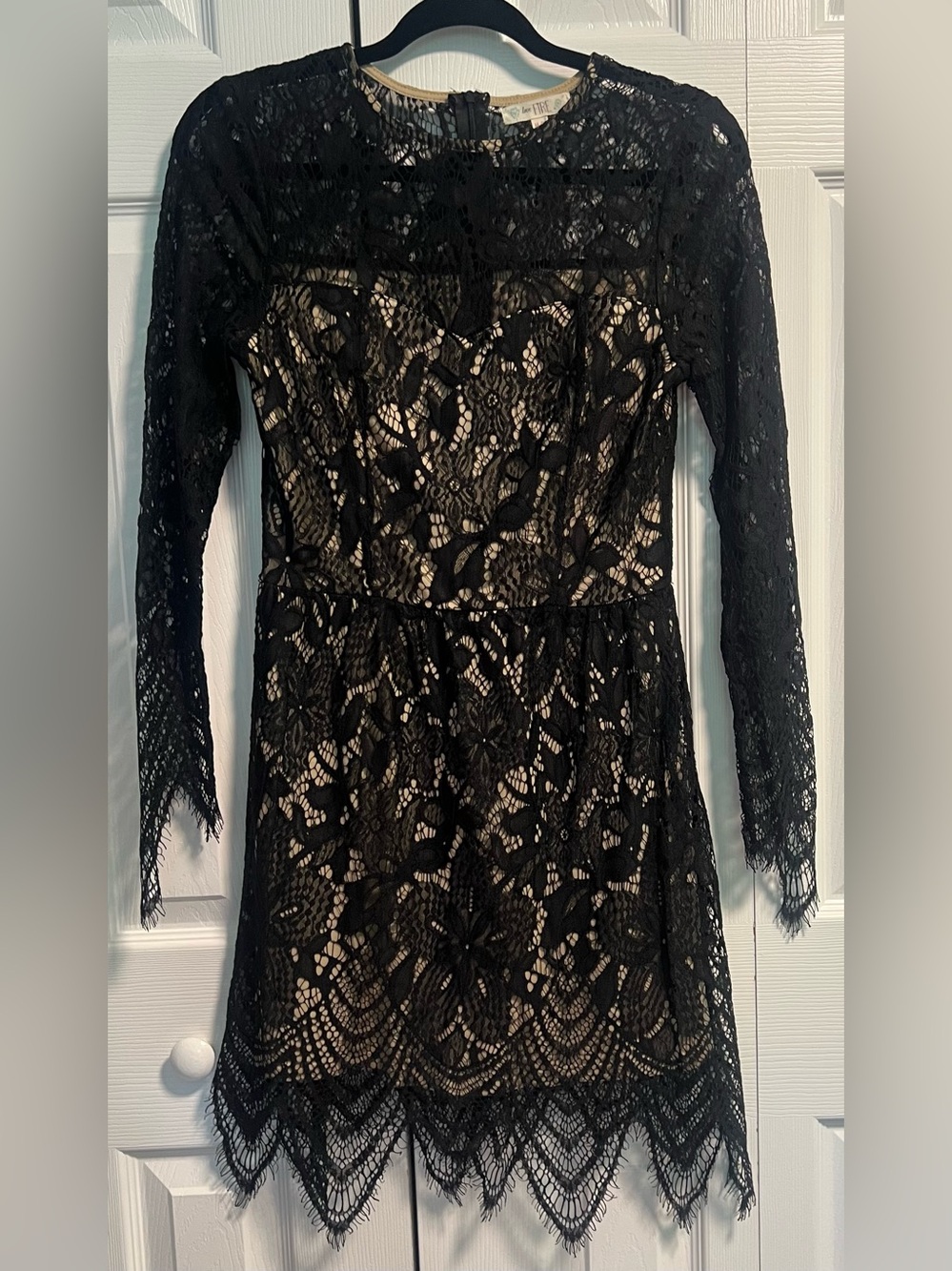 Love, Fire Black Lace Long-Sleeved Mini Dress